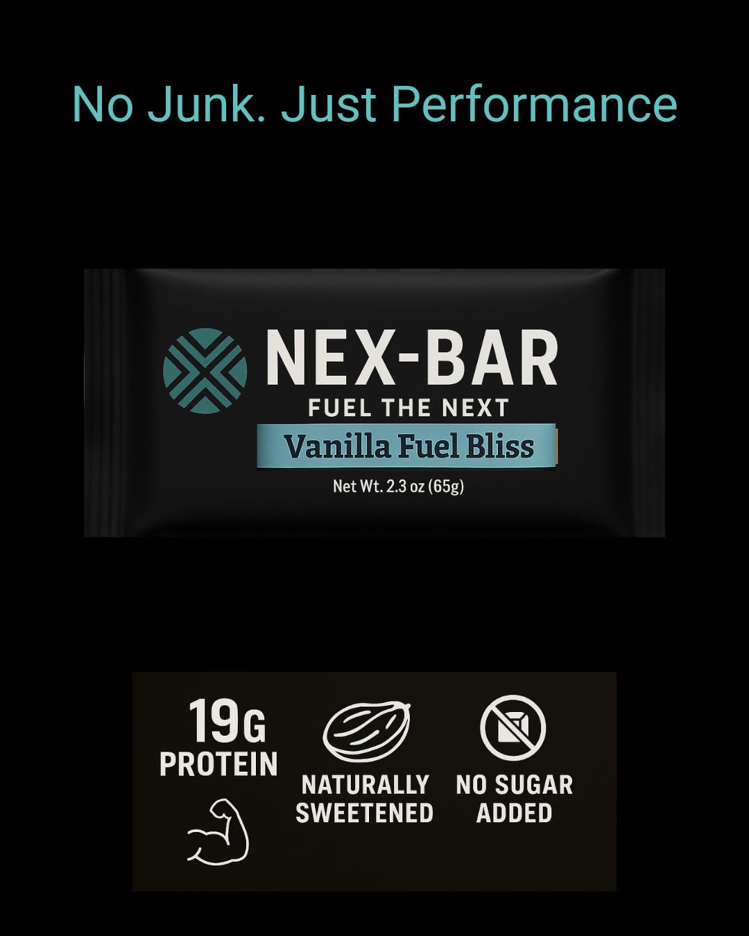NEX-BAR Vanilla Fuel Bliss Protein Bars - 8 Pack (19G Protein) No Added Sugar, No Artificial Sweeteners