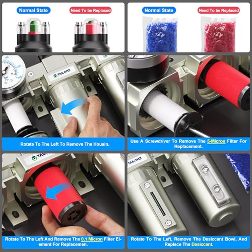 TAILONZ 1/2"NPT 3-Stage Compressed Air Dryer System with Auto Drain by TAILONZ PNEUMATIC - Used condition - Image 6
