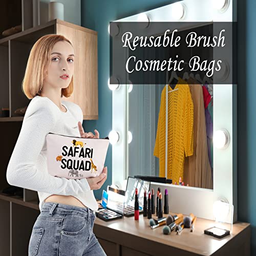 LEVLO Safari Squad Makeup Bag African Safari Trip Wild Animal Lover Travel Zipper Pouch(Safari Squad)3