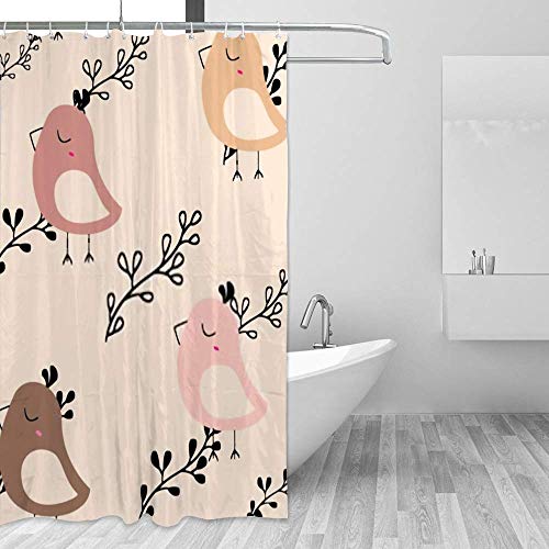 Rideau de douche lavable en machine en polyester imperméable avec crochets - 5