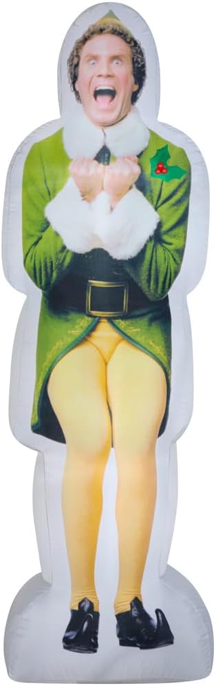 Gemmy Photorealistic Christmas Airblown Inflatable Excited Buddy The Elf S LG WB, 6 ft Tall, Green