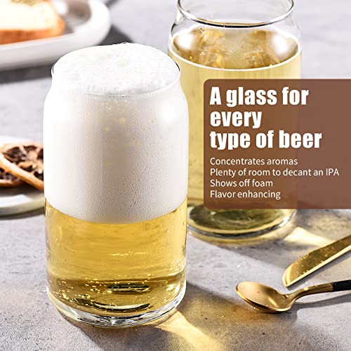 Rainforce Beer Can Glass, Can Shaped Glass Cups 16 Oz, Glass Cups Set Of 12, Beer Glasses Drinking Glasses Bulk, For Beer, Soda, Iced Coffee, Smoothies, Cocktails #TOP4