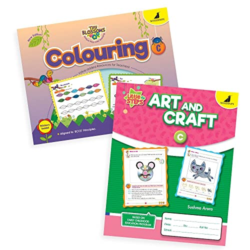 Image of Woodsnipe Coloring book + Art Craft Books for Preschool & Kindergarten Ages 2 to 3 Years | Learn Coloring patterns, Shapes, Paper Art with Daily Objects