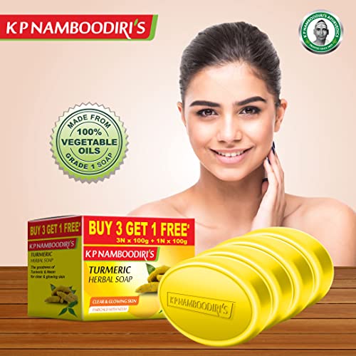 Image of K.P. NAMBOODIRI S Turmeric Herbal Soap 100g - Pack of 2