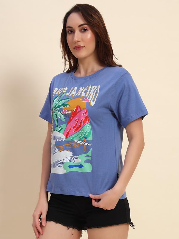 Image of THE DRY STATE Women Half Sleeves Cotton Tshirt
