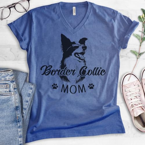 EVERTREE CLOTHING Border Collie Mom V-Neck T-Shirt, Unisex Women's Vneck Shirt, Border Collie Owner, Cute Dog Mom Gift2