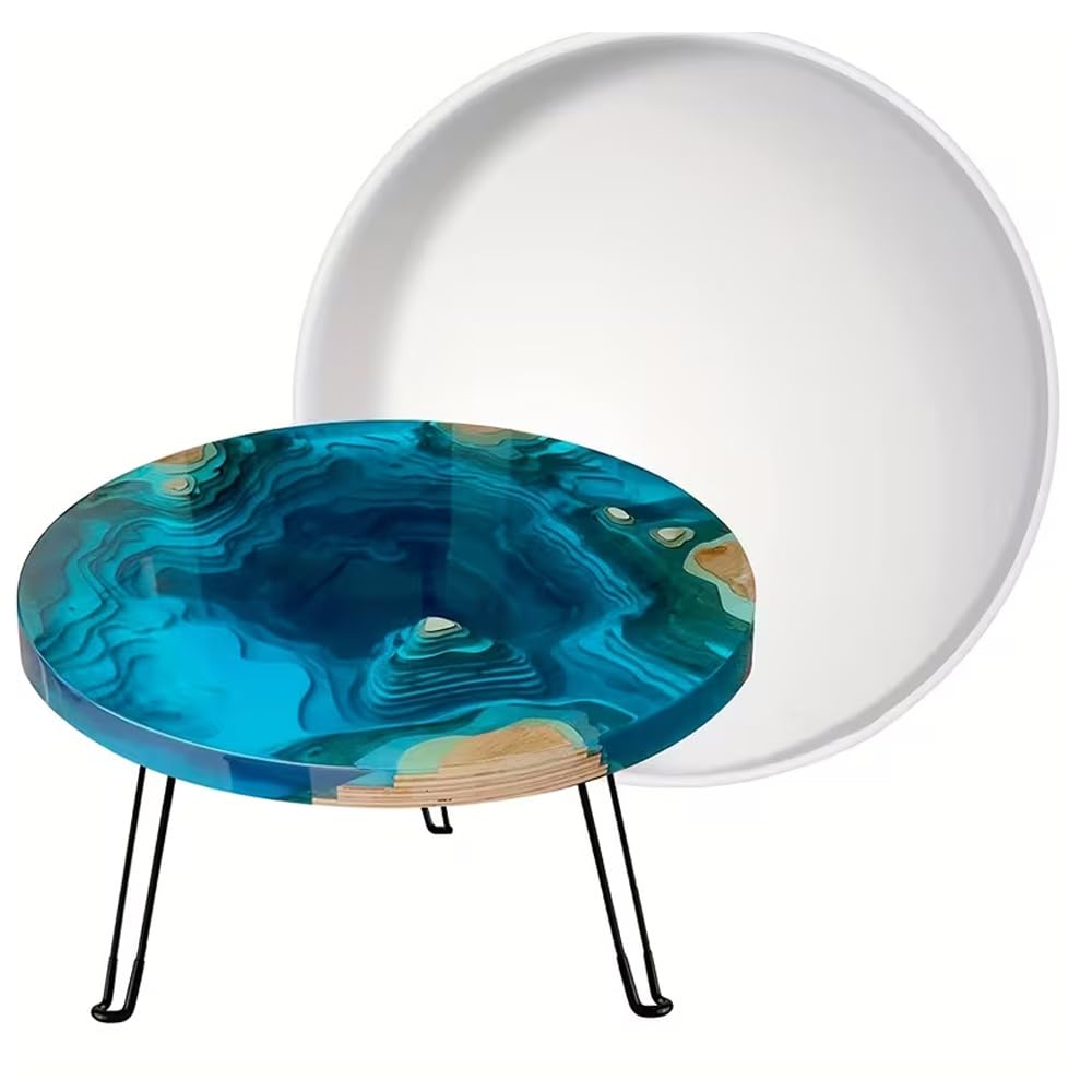 50CM Round Resin Table Moulds for Epoxy Resin, River Table Silicone Moulds Epoxy Casting Moulds for DIY Art Craft, Charcuterie Board, River Coffee Table, Flower Preservation, Home & Office Decorations