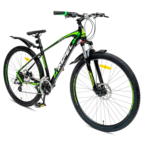 Image of KROSS Xpert 27.5T Unisex Matt Black Multispeed (Shimano 24-Speed) MTB | Alloy Frame with Dual Disc Brakes and Front Suspension Fork | Ideal for 15+ Years (Green)