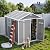 UDPATIO Outdoor Storage Shed 8 x 8 FT, Resin Garden Sheds Plastic Patio Outdoor Storage with Lockable Door for Tool, Bike, Garbage Can Gray White