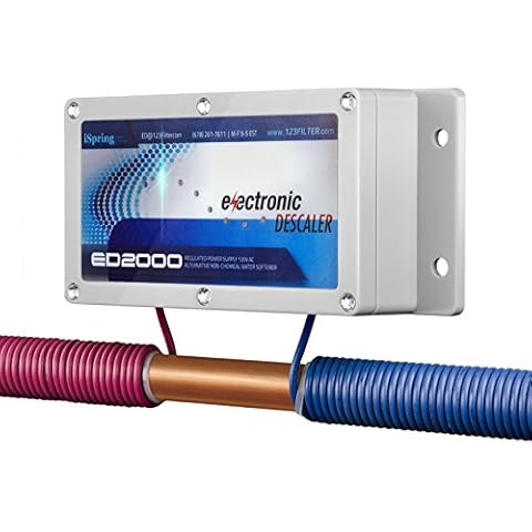 iSpring ED2000 Whole House Water Descaler, Alternative Electronic Salt-Free Hard Water Conditioner, Reduces Limescale Prevent Deposits Build-up, Different from a Water Softener Cover