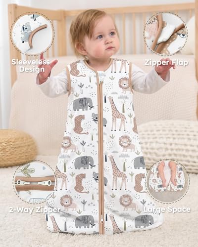 Image of Yoofoss Baby Sleep Sack 0-6 Months, 1.5 Tog Baby Wearable Blanket with 2-Way Zipper, 100% Cotton Organic Fabric Winter Infant Sleeping Sack, Warm Soft Comfy