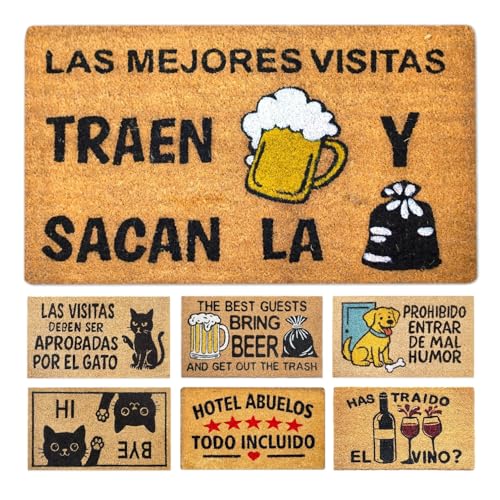 LUA VIKA Felpudo Entrada casa Originales y Divertidos, Alfombra Entrada casa Interior y Exterior, tapete Entrada, Felpudo Coco Natural 40x70x1,5 cm (Cerveza)