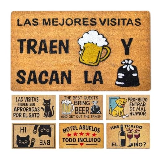 LUA VIKA Felpudo Entrada casa Originales y Divertidos, Alfombra Entrada casa Interior y Exterior, tapete Entrada, Felpudo Coco Natural 40x70x1,5 cm (Cerveza)