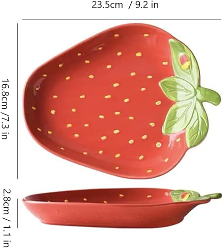 Miniatura 2 de Platos de ensalada de cerámica de 8 a 9 pulgadas, platos llanos, platos de postre de pasta, bandejas para servir aperitivos, sushi, frutas (fresa)