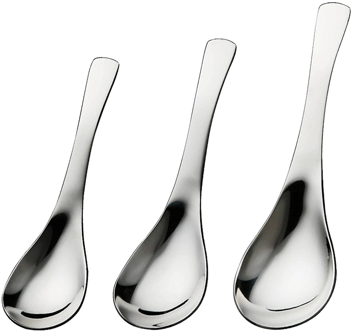 Löffel Restaurants 3 stücke Edelstahl Löffel Kurzer Griff Suppe Set Metall Küche Abendessen SpoonsFor Reisbrei Geschirr Esslöffel Hause(3 Pcs Medium)