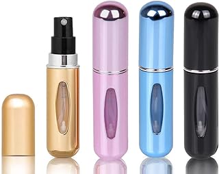 4Pcs 5ml Refillable Perfume Atomizer Bottle,Portable Mini Refillable Perfume Empty Spray Bottle, Scent Pump Case, for Empty Perfume Bottles for Travel and Outgoing