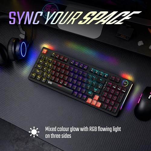 Image of acer Nitro G Wired Mechanical Gaming Keyboard | 98% Layout with Multifunction Knob | Red Switches | RGB Flowing Light | Gasket Structure | 96 Keys | Mixed-Color Key Glow | 50M Switch Life