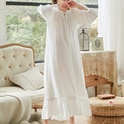 Women's Victorian Nightgown Long Sleeve Nightgowns Vintage Autumn Night Shirt3