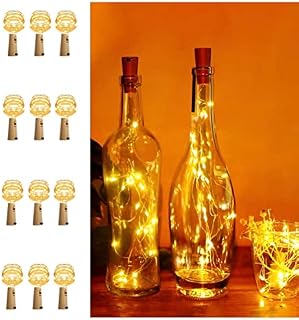 WARM FAMILY 12 Pack Bottle Lights, Bottle Lights with Cork, 2M 20 LED Warm Lights for Bottles, Wine Bottle Lights for Parties, Birthday, Wedding, Christmas DIY, Gifts (Warm White)