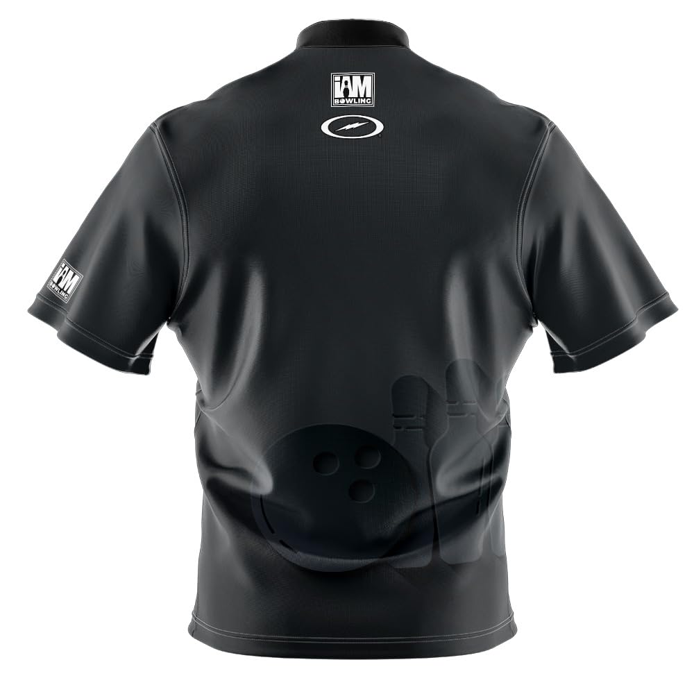 Logo Infusion I AM Bowling Jersey Short Sleeve Sash Collar 2157-ST Made in USA Storm (US, Alpha, Large, Regular, Regular, Polyester)