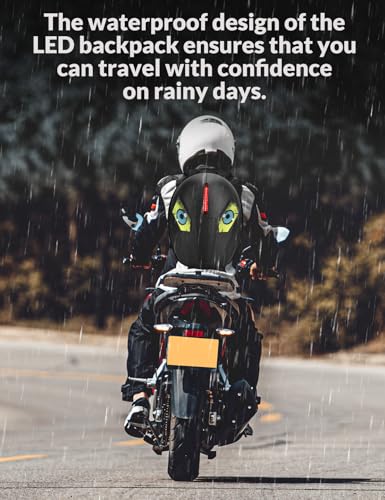 Image of Motorcycle LED Backpack with Programmable Screen, 30L Waterproof Hard Shell Motorcycle Helmet Bag with Expandable Capacity for Essential Storage, Smart LED Backpack for Men