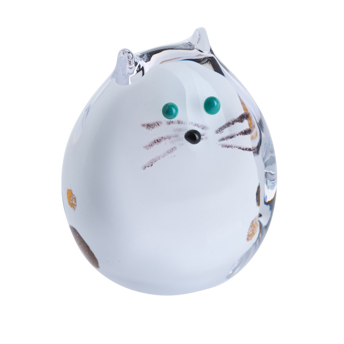Caithness Glass Multicolor Purrfect White Spotty Kitten Paperweight | White | 80Mm X 70Mm | Handcrafted In Scotland | This White Kitten With Black Spots Warms Its Paws Inside A Crystal Dome| Ornamental | Boxed
