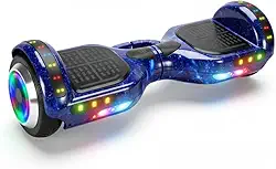 Hoverboard Infantil Skate Elétrico 6.5", LED Bluetooth, Bateria de Grande Capacidade, 15 km/h, Uso Interior/Exterior, 32 kg, com Adaptador e Manual, 65x25x29 cm