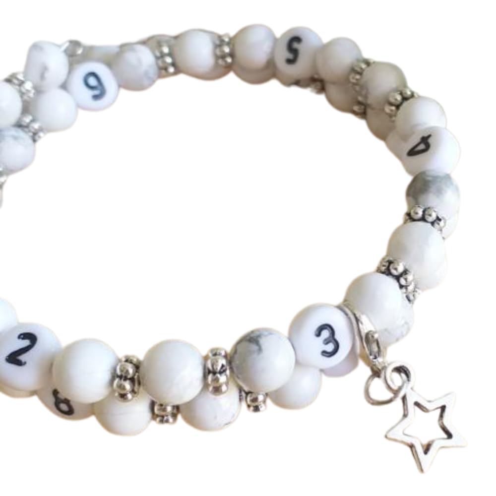 Bracelet d'allaitement Howlite - permet de noter l'heure de la dernière tétée ou dernier biberon - modèle Rasmey