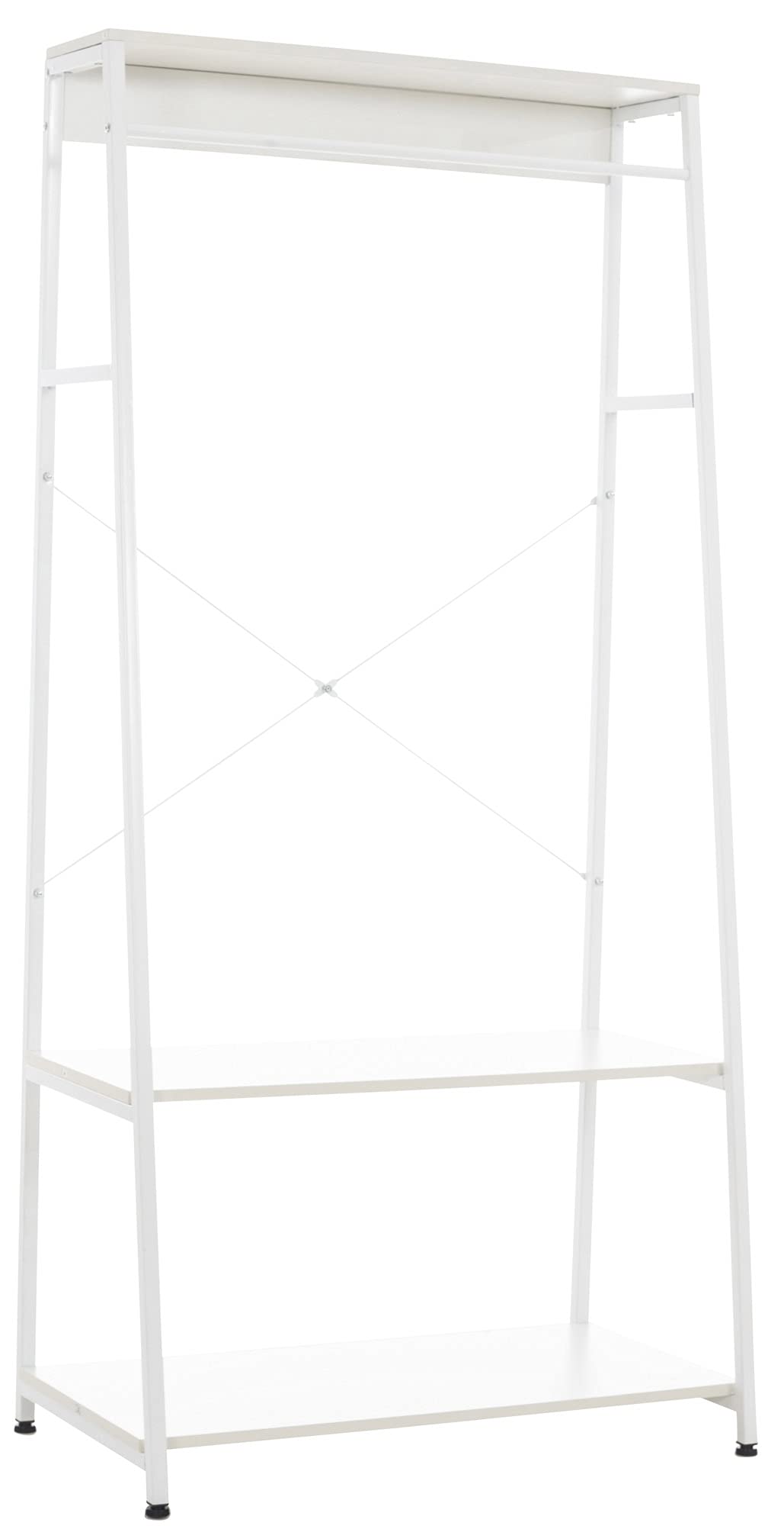 CLP Perchero De Pie Luton Con Estructura De Metal & 3 Estantes De Madera I Estante Para Ropa Moderno & Versátil, Color:blanco