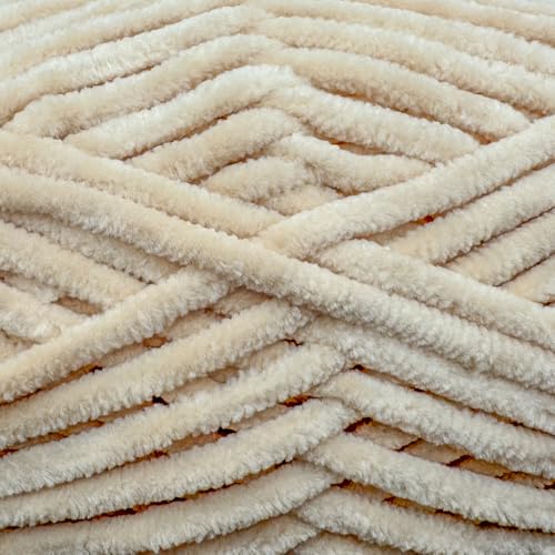 Image of Cuddly Velvet Chenille Yarn, Super Soft Fluffy Bulky for Knitting Crocheting Blanket Amigurumi, Durable for Shedding, 100 Gram (3.53 Ounces) 109 Yards (100 Meters) (Light Skin Tone) (5 Skeins)