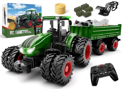 Uarzt Remote Control Tractor Toy with Trailer | Metal Front...