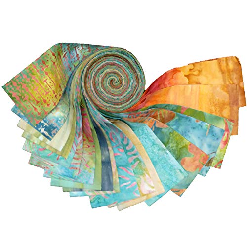 Textile Creations Indonesian Batik 2.5'' Strips Pack 20 Pcs Turquoise