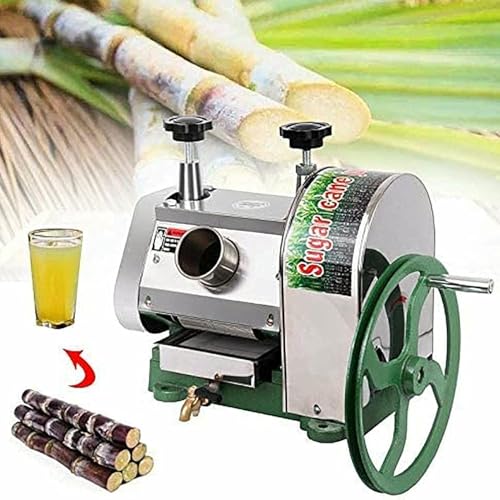 Stainless Steel Manual Sugar Cane Juicer Machine - 110LBS Output/Hour, 2.5" Inlet, 3 Rollers, Handwheel, Perfect for Home and Commercial Use