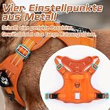 rabbitgoo Hundegeschirr mittelgroße Hunde, Anti Zug Geschirr Hund Verstellbar mit Griffe Verbreitert, Robust und Verschleißfest, Taktisches Hundegeschirr mit Metallschnallen zum Wandern(M, Orange)