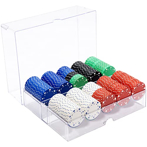 Mbgbrybelly Suited Poker Chip Set In Acrylic Carry Case - Casino Clay Composite 11.5-Gram Quality Poker Chips - Display And Transport Your Collection - Heavy-Duty Protection (200 Ct.) #TOP5