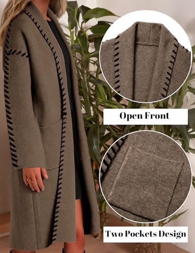 VIMPUNEC Womens Fall Long Cardigan Sweaters Oversized Chunky Jackets Open Front Knit Outwear Coats with Pockets3
