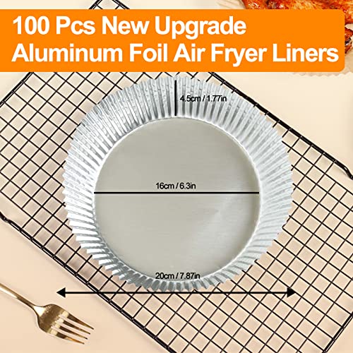 100 Pcs Aluminum Foil Air Fryer Liners, Non-Stick Air Fryer Disposable Paper Liner, Oil-Proof Water-Proof Air Fryer Sheets, Food Grade Aluminum Foil For Baking, Frying, Grilling, Roasting Microwave #TOP4