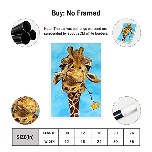 Eorntdy Canvas Wall Art Unframe Watercolor Giraffe Head Pictures Painting Canvas Paintings Funny Animal Wall Art For Living Room Bathrooms Home Modern Office Decor Canvas Art Wall Decor 08X12Inch #TOP1