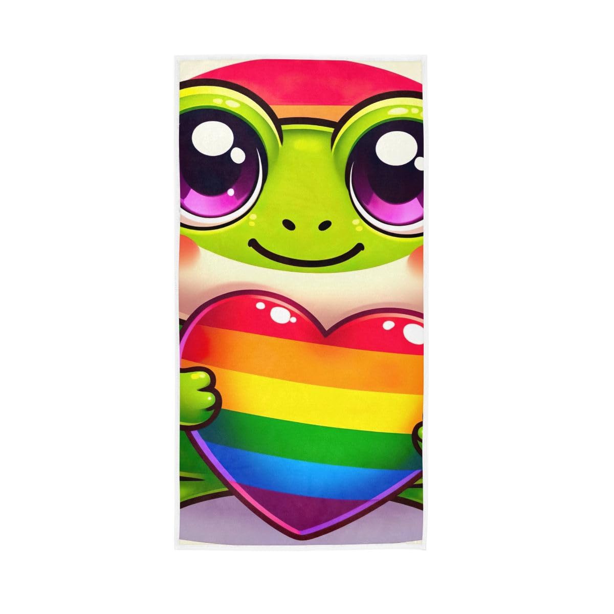 HUYGD LGBT Pride Heart Frog Hand Towel, Multipurpose Absorbent Towels for Bathroom, Gym, Hotel, Spa 15 x 30 Inches