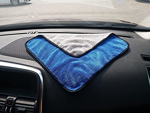 Image of Auto Hub Heavy Microfiber Cloth 500 GSM (Size 60cm x 40cm) /Pack of 1,for Car Cleaning and Detailing, Double Sided, Extra Thick Plush Microfiber Cloth Lint-Free, Color:- Blue