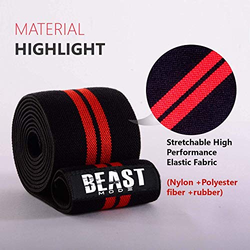 Image of Weight Lifting Knee Wraps Heavy Duty Elastic Compression Support for Squats Gym Power Lifting Olympic Lifting Workout Cross Training and Cross fit - Pack of 1 (Red)