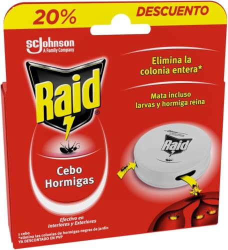 Raid Cebo antihormigas, elimina la colonia de hormigas entera, efectivo en Interiores y Exteriores, 1 trampa