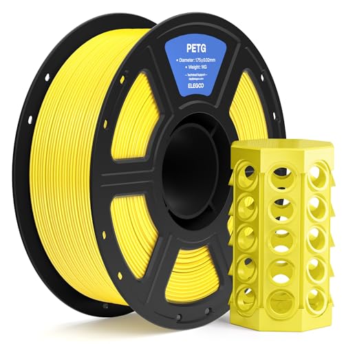 ELEGOO Filament PETG 1,75 mm Jaune 1KG, Filament 3D Précision Dimensionnelle ±0,02 mm, Bobine 1 kg (2,2 lbs) Compatible avec la Plupart des Imprimantes FDM
