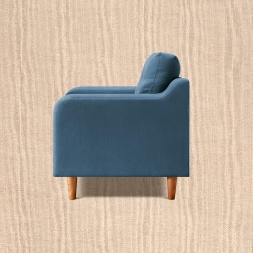 Image of Duroflex Ease Plus - 1 Seater Sofa Set for Living Room | 3 Year Warranty | Premium Wooden Frame Sofa | Anti-Pilling Fabric, Fade & Termite Resistant | Comfortable & Durable Couch - Moonlight Blue