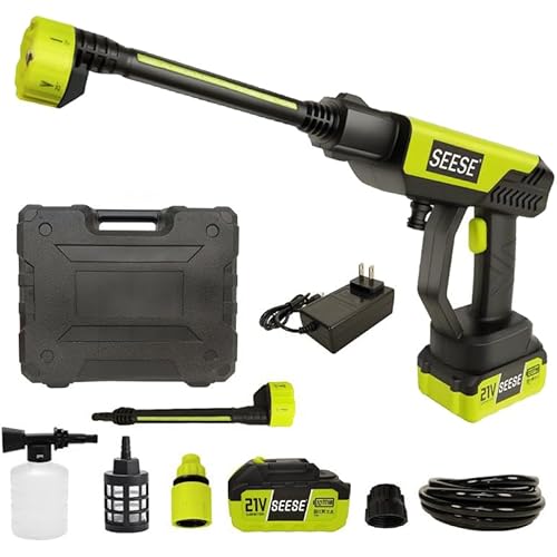 Cordless Pressure Washer Gun: 1000 PSI Portable Electric Washer for Vehicle, Driveway & Deck - Ergonomic Handle Design with 30min Runtime & 6-in-1 Nozzle