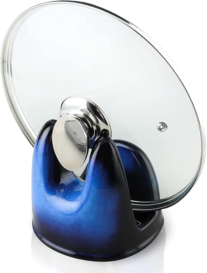 Nihow Pot Lid Holder Stable Ceramic Pan Lid Holder for Kitchen Counter Decor