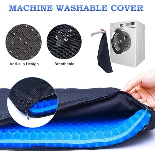 Image of Gel Seat Cushion with Honeycomb Design, Breathable Sitting Cushion for Office Chair, Car Seat, Wheelchair, Gaming Chair and Home Use, Blue