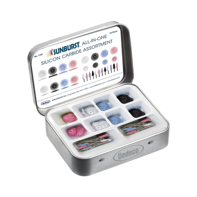 Dedeco Sunburst All-in-One Silicon Carbide Disc Assortment – 78-Piece Kit – Multi-Grit Set for Cleaning, Smoothing & Finishing