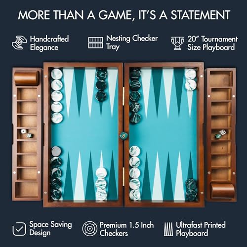 Set Grande de Backgammon de Madera 20 Pulgadas miniatura 3
