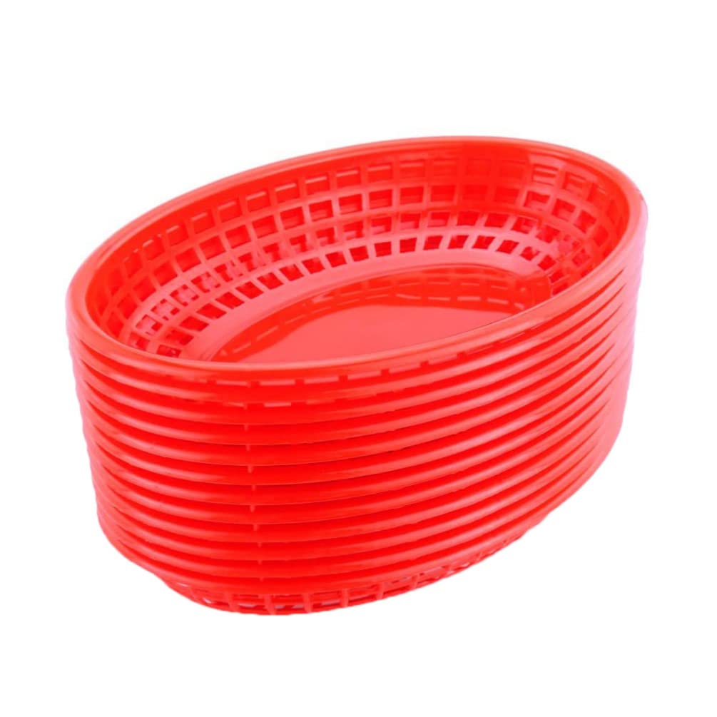 12pcs Chips Basket Fruit Tray Plastic Food Basket Plastic Fruit Basket Plastic Snacks Basket Food Serving Tray Boat-shaped Basket Plastic Burger Basket Chip Burger Basket